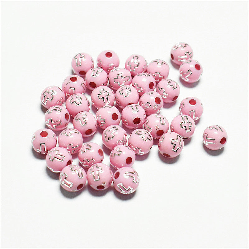 Al por mayor 1800 piezas/paquete de 8 mm plateado cruzado de color mixto de color acrílico redondo acrílico